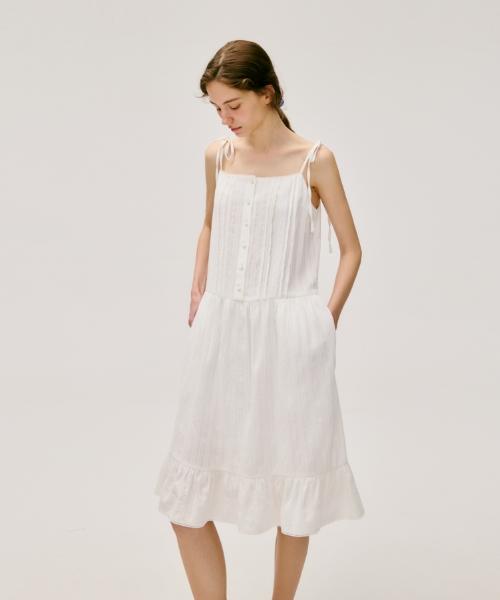 Depound Pintuck Sleeveless Midi Dress [White]