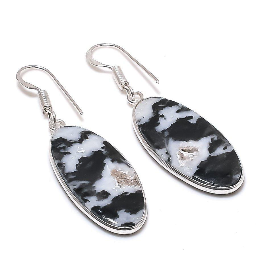 Natural Buffalo Jasper Gemstone 925 Sterling Silver Jewelry Earring 1.85 AE-12498