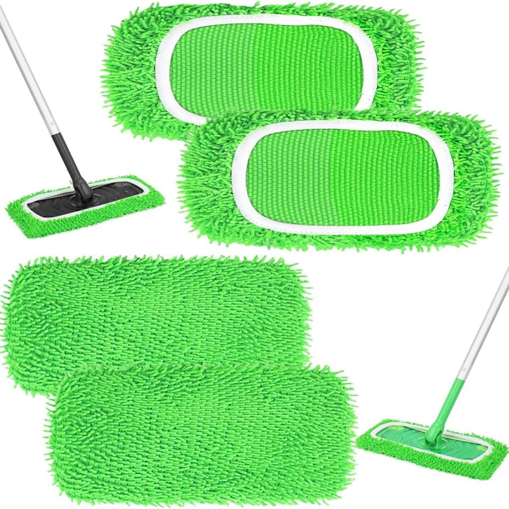 Reusable Microfiber Mop Set for Multi-model Mop Head Green 4PC