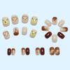 Cute Brown Bear Love Wearable Nail Patch Cartoon Girl Short Round Wearable Nail Patch Removable Nail Art
