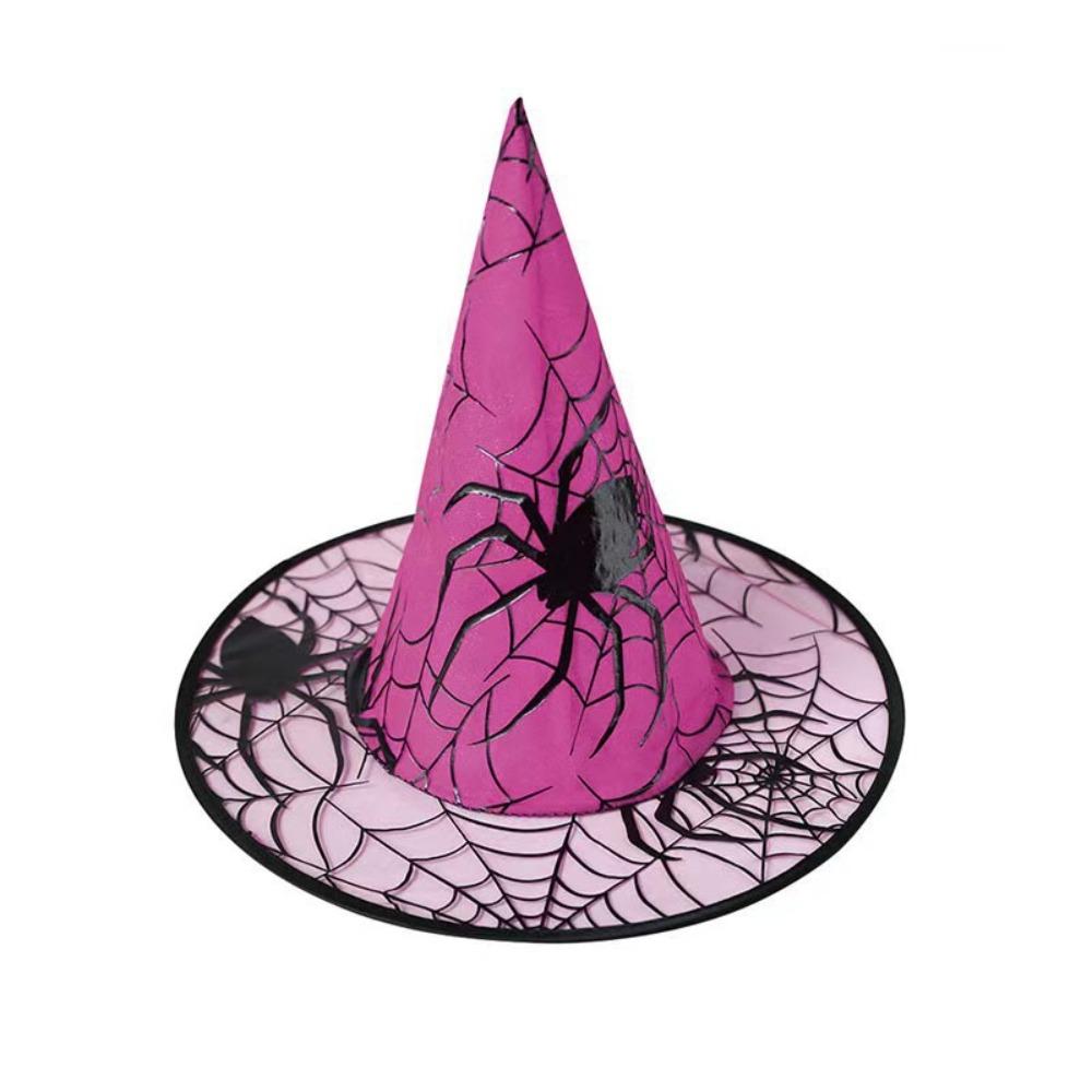 Black Halloween Witch Hat Velvet Halloween Black Cap Spider Wizard Cap Dress Up Headgear