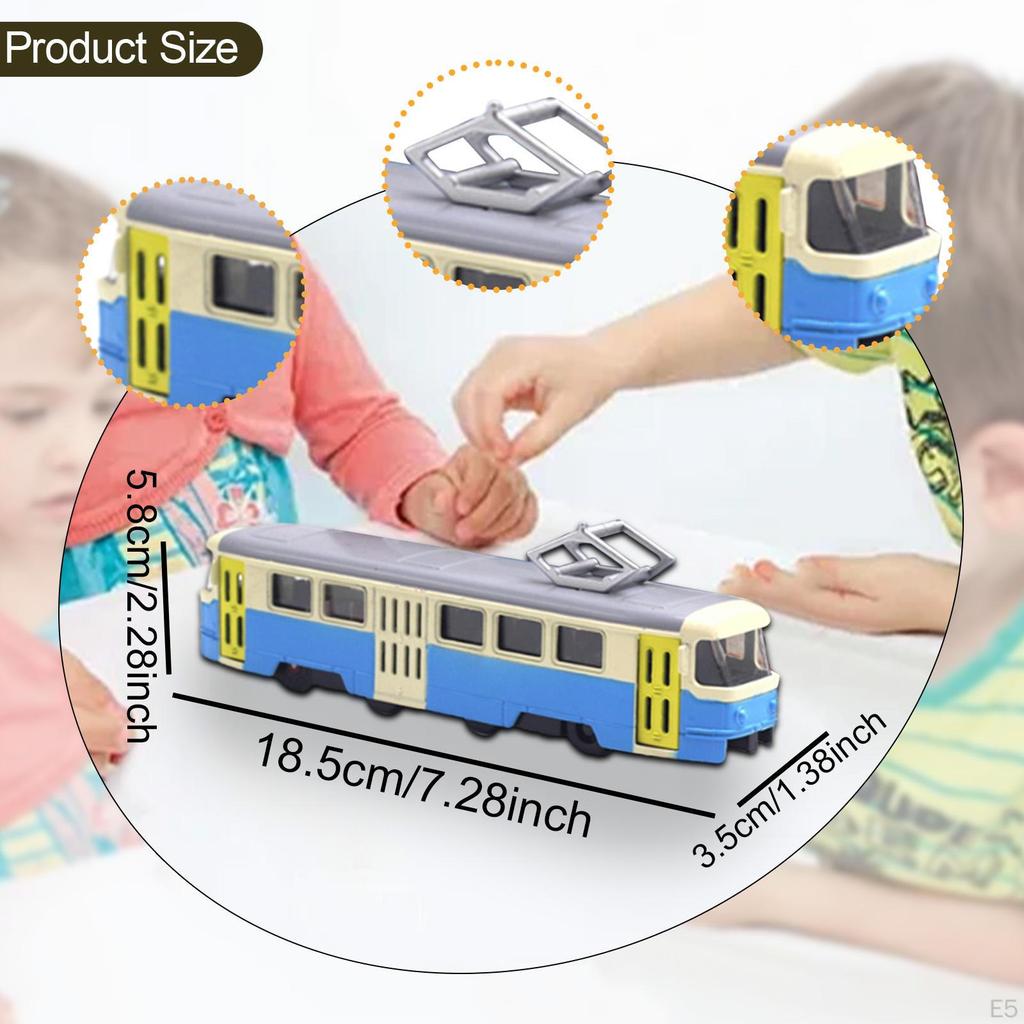 Classic Tram Model Vehicles Toy 1:90 Scale Collection Interactive Decorative Photography Prop with 2