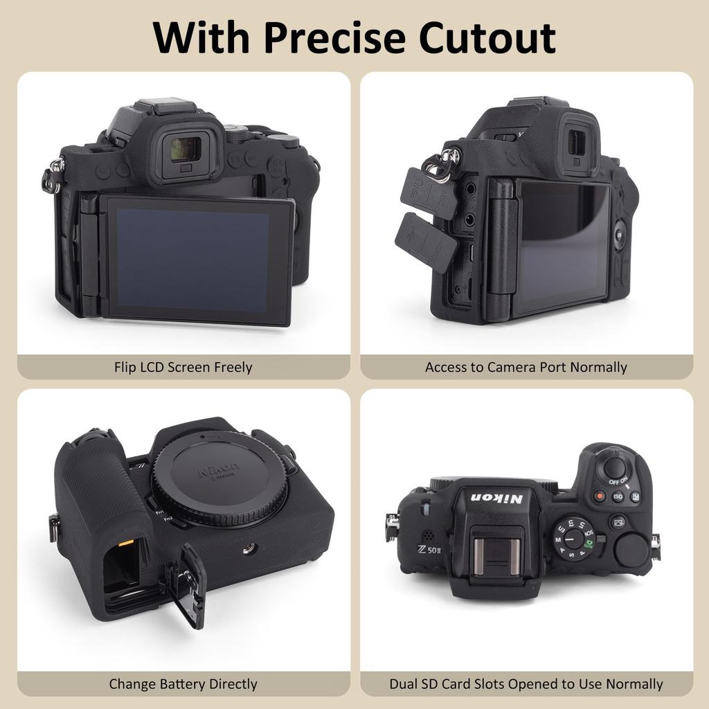 kinokoo Z50ii Nikon Z50ii Silicone Case for Nikon Z50 II Digital Soft Silicone Cover with Hand Grip Design Case, Camera, - Anti-Slip &