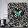 Gold Moth Shower Curtain Moon Phase Curtains For Bathroom Gothic Black Butterfly Moonlit Bath Curtain Psychedelic Bathroon Decor