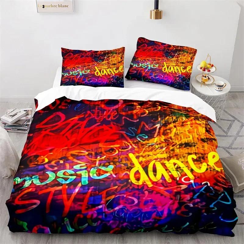 Graffiti Hip Hop Modern Street Art Bedding Set Bedroom Soft Modern Bedspreads Comefortable Duvet Cover Quilt Cover Pillowcase