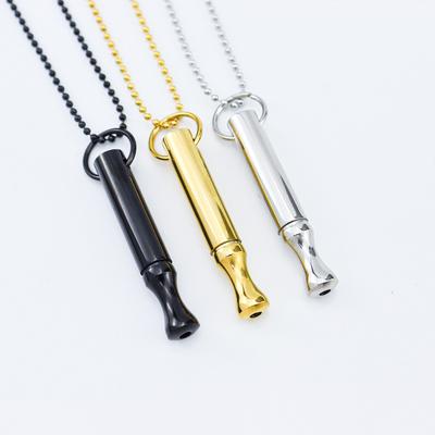 Meditation Breathing Decompression Pendant Meditation Small Waist Round Tube Whistle Necklace Mindfulness Titanium Steel Gold Plated Jewelry
