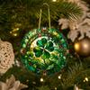 Yousheng St. Patrick's Day Acrylic Suncatcher, Green Four Leaf Clover Window Hanging Ornament, Stained Glass Style Irish Lucky Sun Catcher Decor for