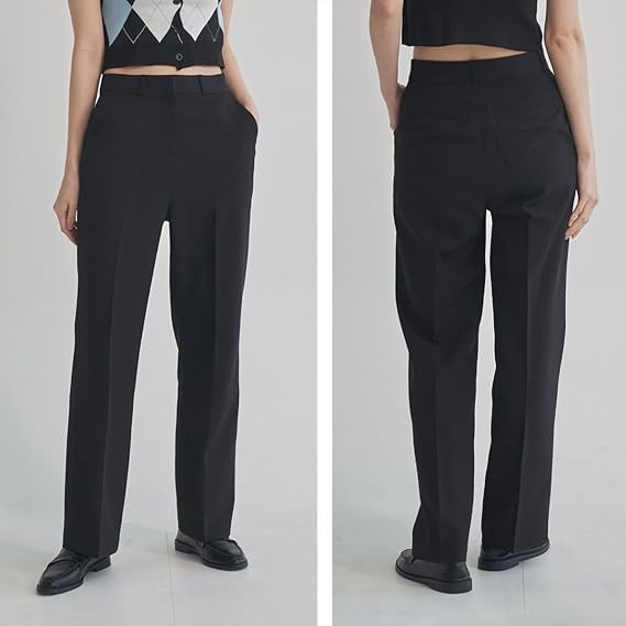 Kontorskostym Kontorsarbete Handstretch Svart [byDream] Byxor, Byxor, Semi-Bootcut Design, Användning, Byxor, Pendling, Tvättbar, Material,