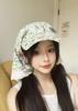 Flower Style Plaid Strap Headscarf Hats for Women Sunmmer Seadise Beach Vacation Sun Protection Fashion Versatile Sun Hat