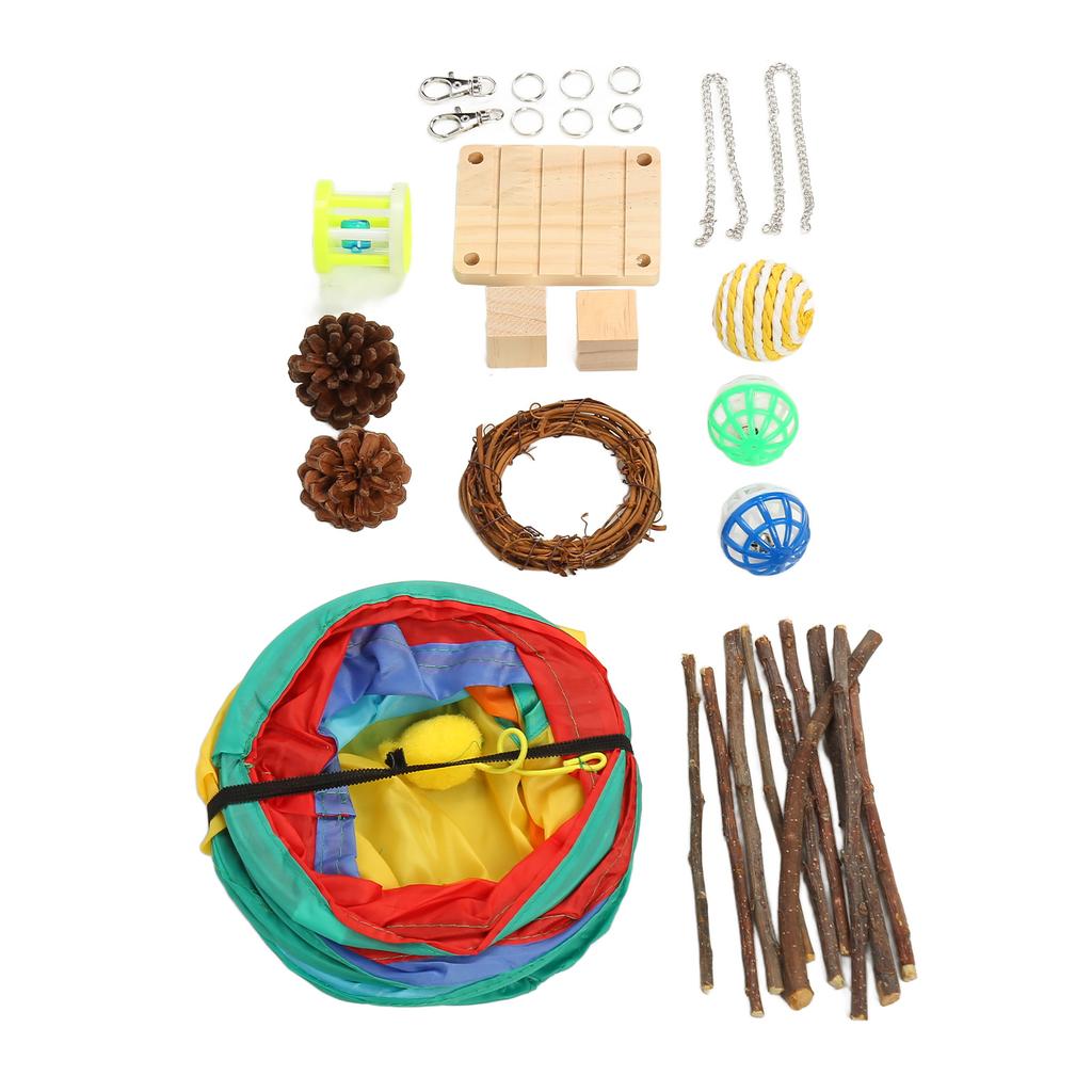 Hamster Tunnel Toys Grinding Teeth 3 Way Rabbit Tunnels and Tubes with Chew Toys for Rabbit Guinea