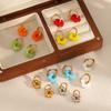 Colorful Small Flower Stainless Steel Charms Earring 18K Gold Plated Circle Ear Buckle Hoop Earrings Jewelry for Women