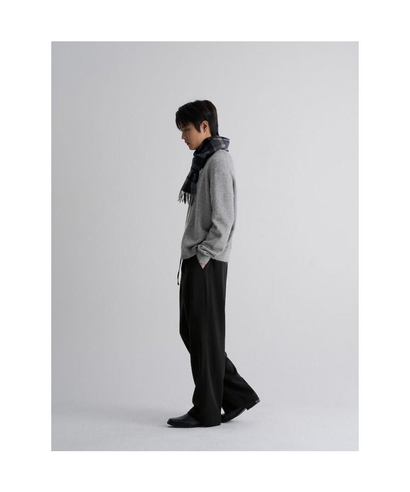 8SECONDS [Everyday Slacks] Fleece-Lined Wide Fit Elastic Waist Slacks - Black