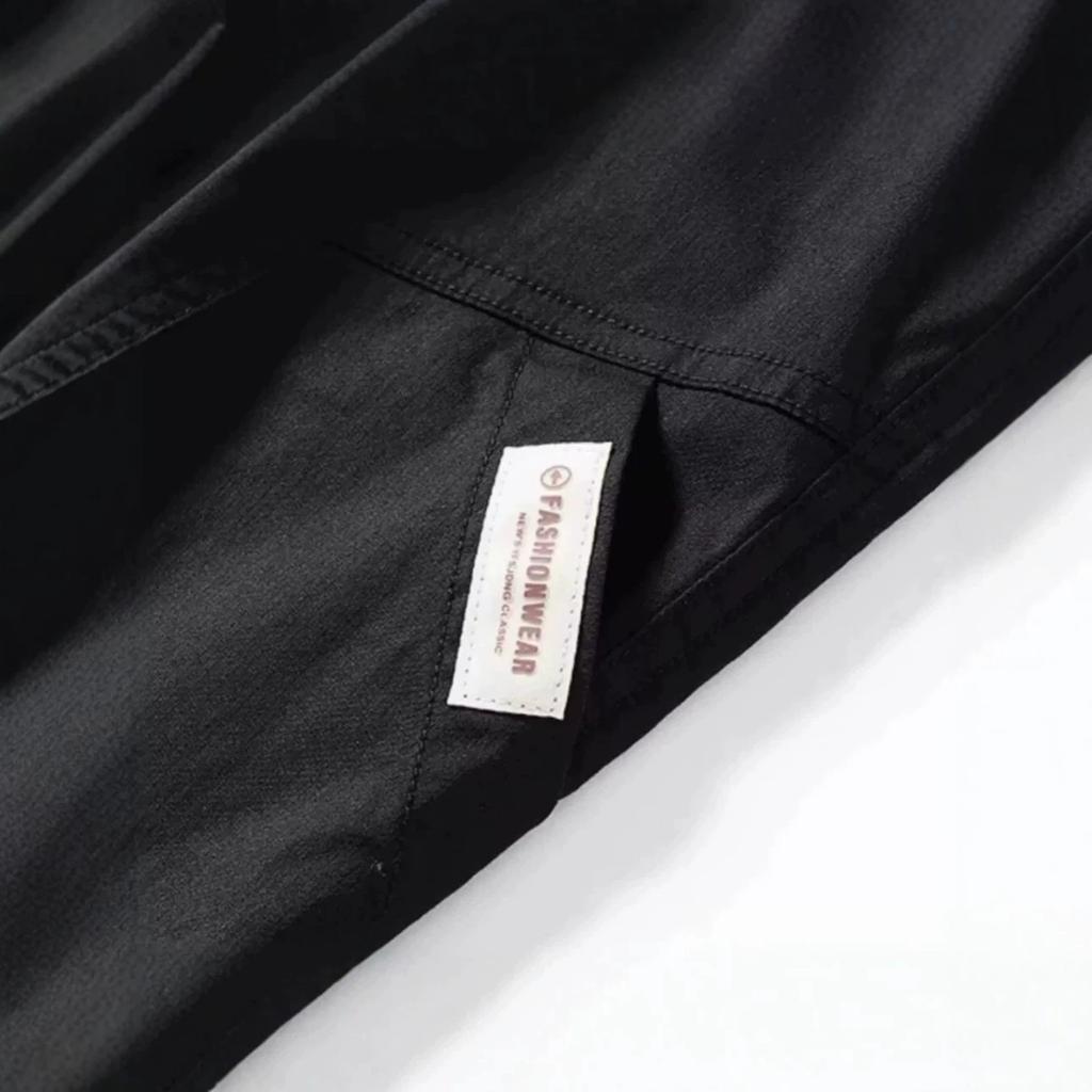 Daily commuting casual tooling trousers, men's zipper pocket design, loose and breathable straight pants in summer