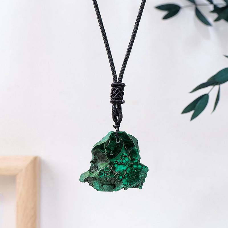 1Pc Crystals Healing Stone Pendan Men Women Mineral Jewelry Diy Gift Malachite Irregular Slices Necklace