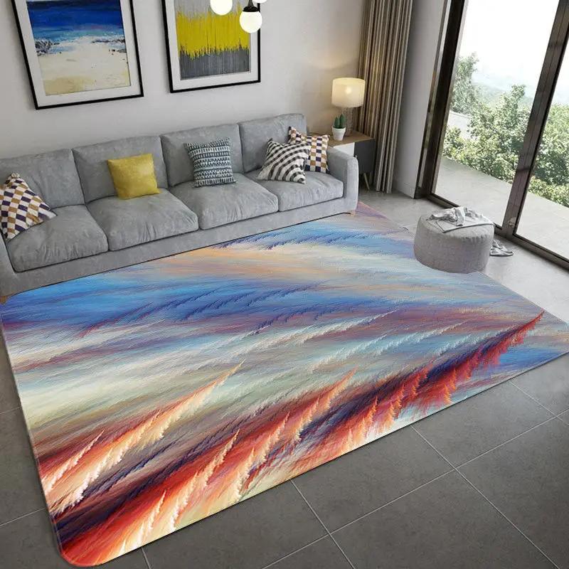 Nordic Abstract Colorful Cloud Carpet Oil Painting Style Sky Soft Children' Room Area Rugs Home Living Room Floor Mat Doormat