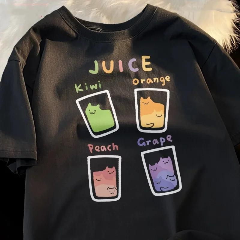 Cartoon Cute Cat and Dog Pattern Fun WomanT-Shirt Street Comfortable Soft Tops Creative Fashion Women's T-Shirt Clothing