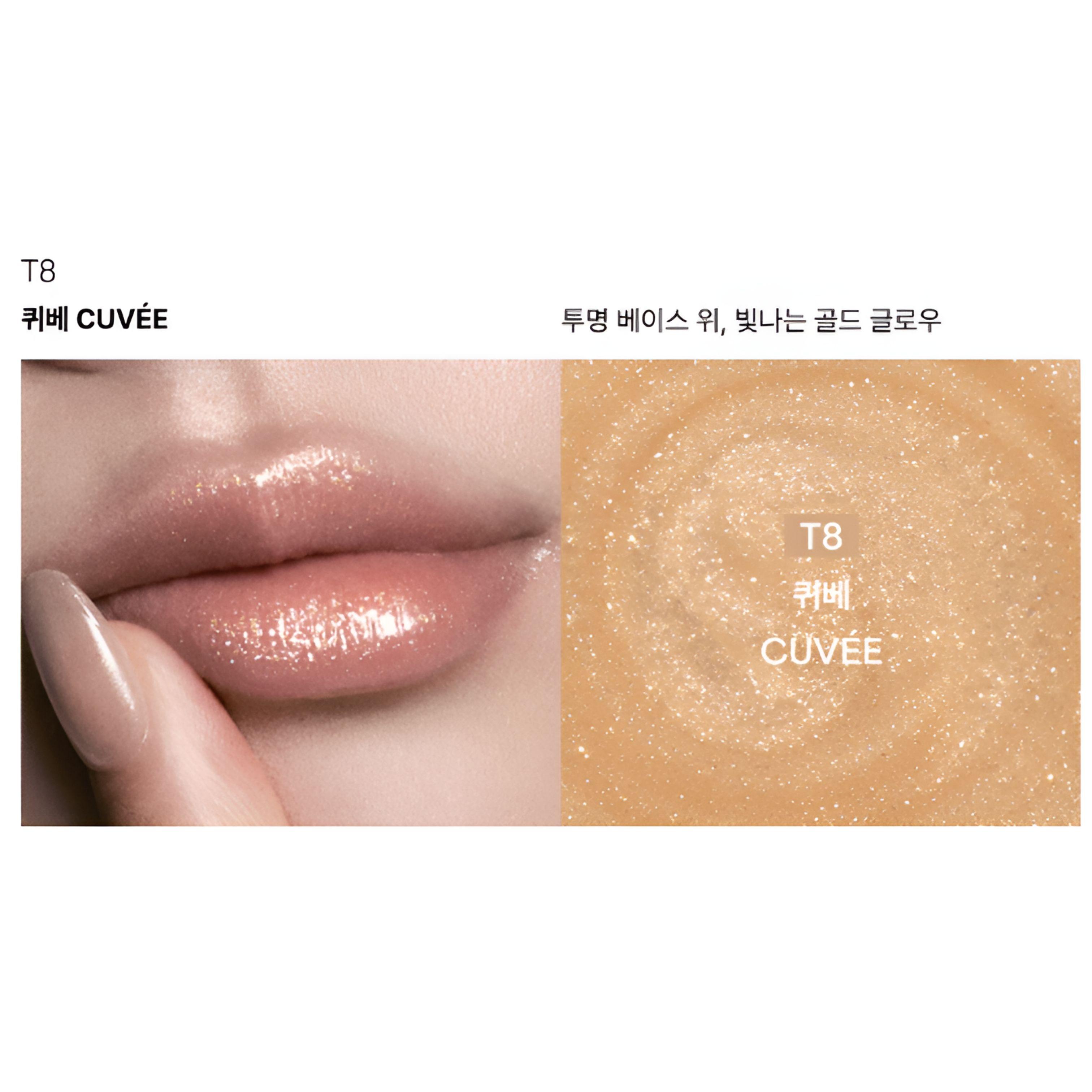 ENTROPY Tulle Gloss Champagne Collection (4 Colors) Lip Gloss 01 T8 CUVÉE – Clear Base with Radiant Gold Glow