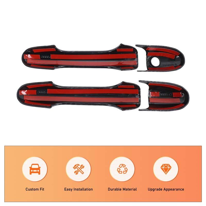 ABS Carbon fiber/Glossy Black For Fiat 500 And Abarth 595 695 2007+ Car Door Handles Decorative Cover Trim Exterior Accessories