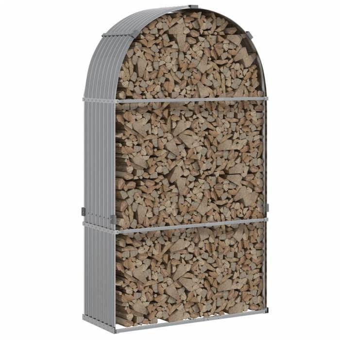 VidaXL Porte-bûches, Support à Bois de Chauffage avec Rangement, Étagère à Bois de Chauffage Extérieur, Gris Clair 364552