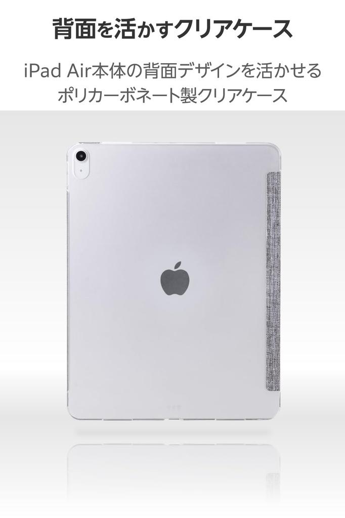 ELECOM Case Cover for iPad Air Adjustable Clear Flap with Sleep 13-inch (M3/M2) 2025/2024, Angle, Mode, Fabric, Gray, TB-A25XWVCGY