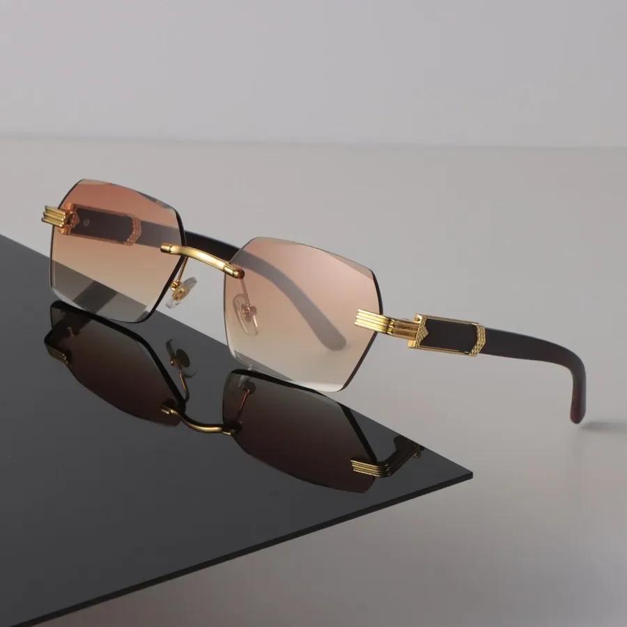 Designer Square Sunglasses Women Men Retro Black Sun Glasses Luxury Personality Eyewear Mirror Rimless Brand