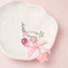 European and American Sweet Strawberry Bow Keychain with Creative Flower, Star, and Heart Ornaments