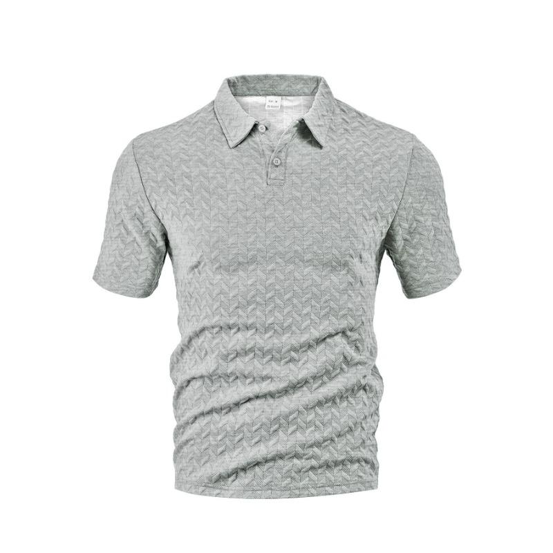 Men's summer new lapel jacquard thin short-sleeved men's casual sports polo shirt