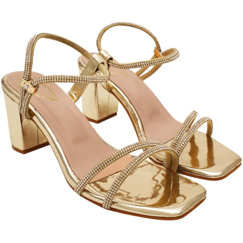 Shoetopia Girls Heel-1246 Golden Heeled Sandal - 5 Uk (Girls-Heel-1246-Golden)
