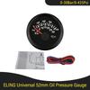 52mm Waterproof Oil Pressure Gauge Meter 0-30Bar 0-435Psi with Red Backlight for 12V 24V Truck Yacht Car Boat Universal