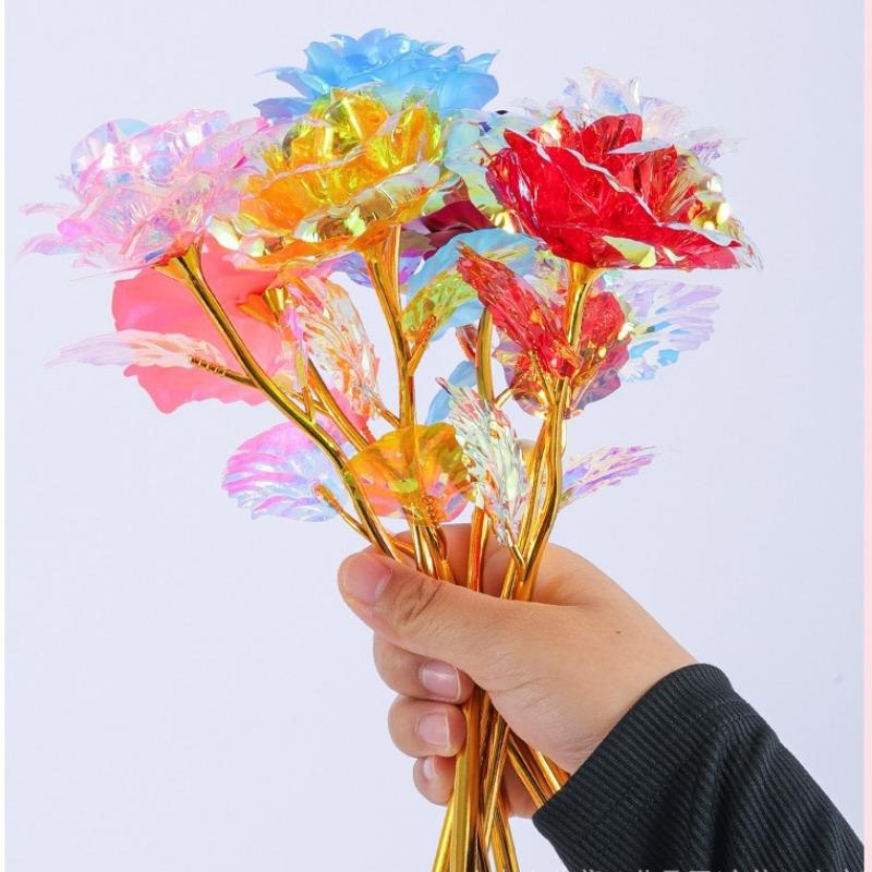 Złota Folia Róża Kwiat Kreatywny Prezent Emulowany Kwiat Prezent na Walentynki Pojedyncza Pozłacana Róża Bukiet Pudełko