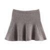 Grey Ribbed Lace-Trim Knit Jacket & High-Waisted Skirt - Women's Autumn/Winter European & American Style