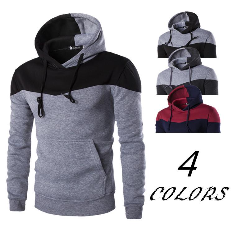 

Men s Casual Sports Color Block Hooded Pullover DW04 with Real Shot Images M темно-сірий