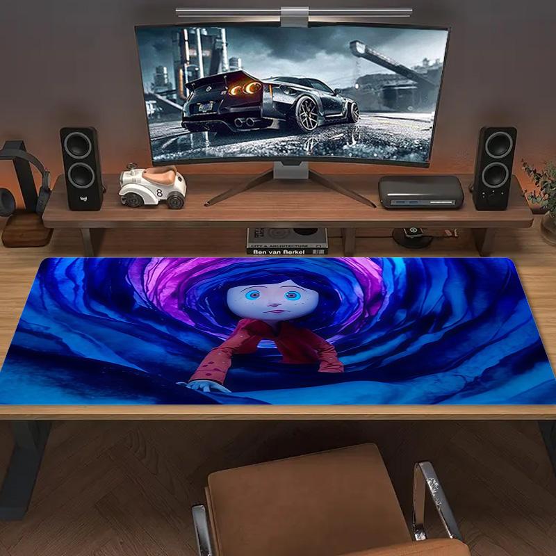Coraline Print Cushion Non-slip Laptop Tablet Big Mousepad XXL Mat Mini PC Playmat With Lock edge