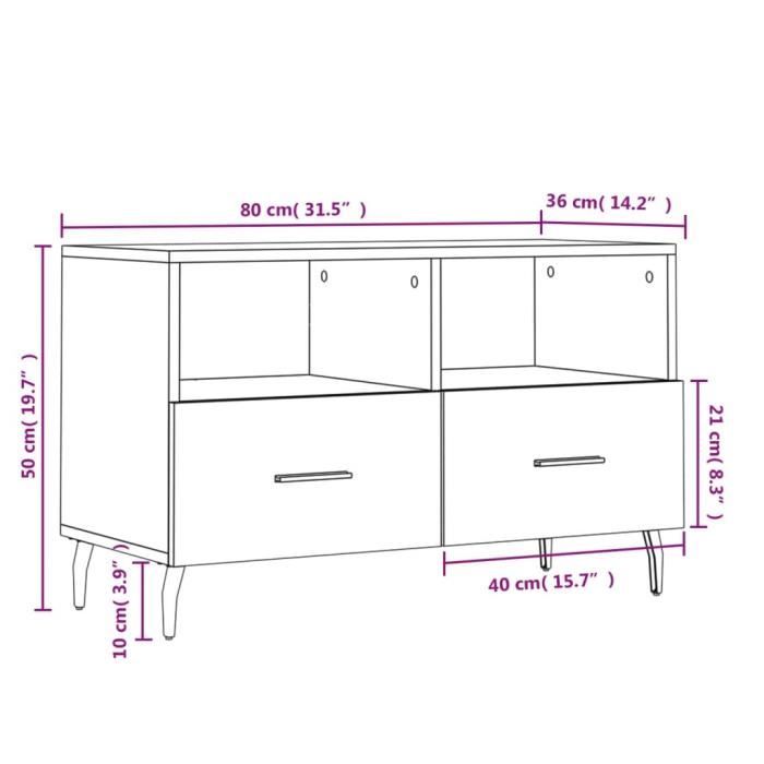 VidaXL Meuble TV Gris béton 80x36x50 cm Bois d'ingénierie 828992
