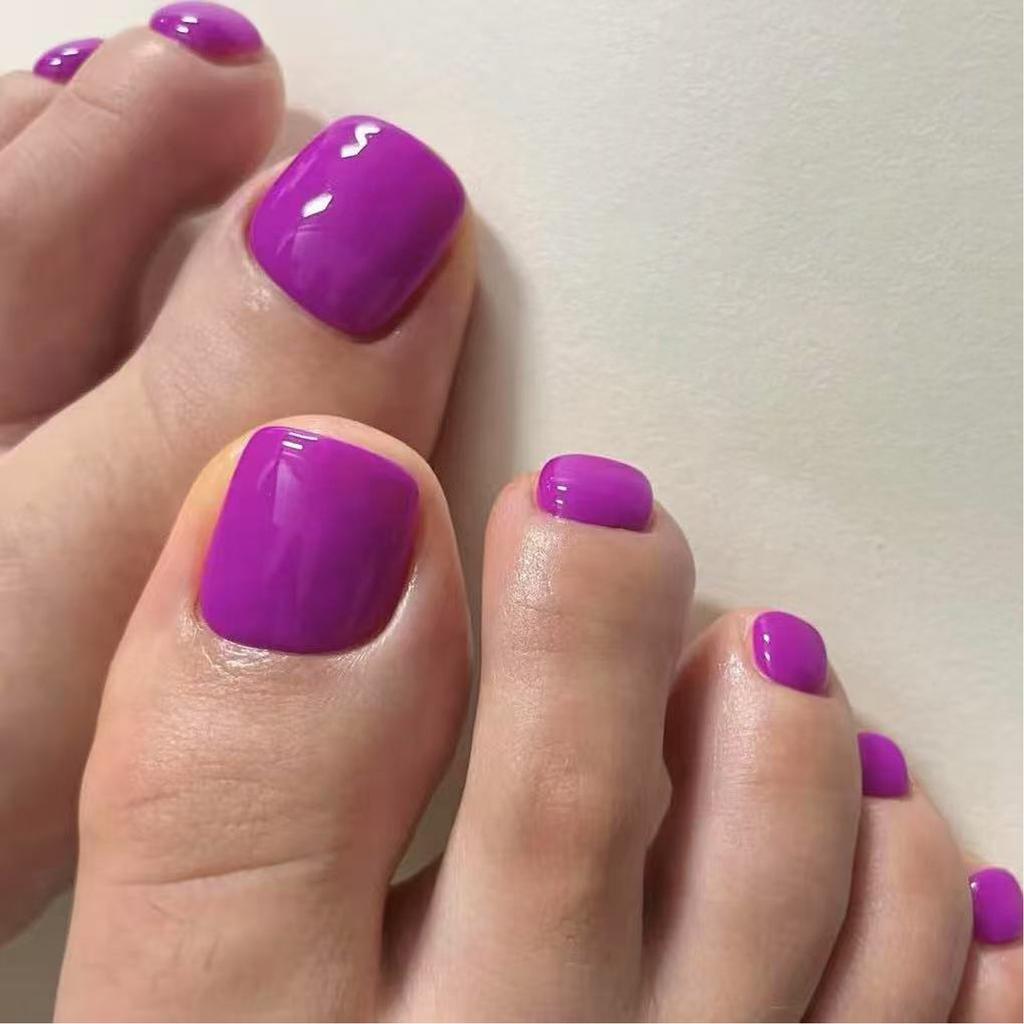 24pcs Press On Toenails Short Artificial Toenail Full Cover False Toe Nail Pedicure Decors For Women Who Seeking Styles