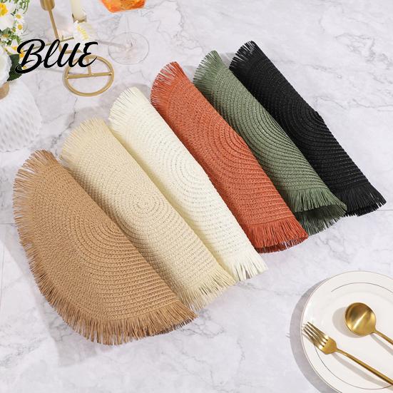 Tassel Table Mats Braided Round Placemats Woven for Kitchen Dining Large Plate Mat