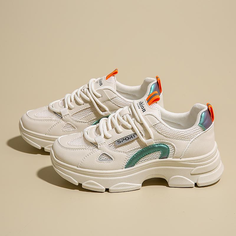 Fashion CRLAYDK 2025 New Women's Chunky Sneakers Summer Mesh Walking Platform Shoes Fashion Casual Sports Running Ladies Lace Up Tennis