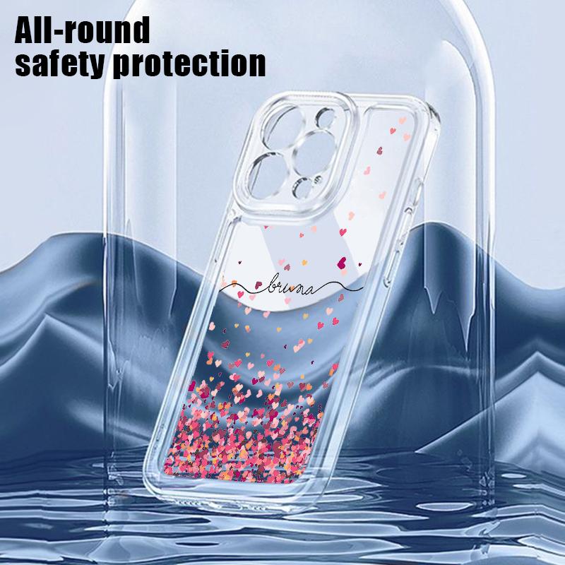 For iPhone 16 Pro 15 14 Plus 13 12 Mini 11 Pro Max Xs Xr 8 7 Shockproof Love Hearts Pattern Silicone Soft Slim Transparent Lens Protection Case Cover