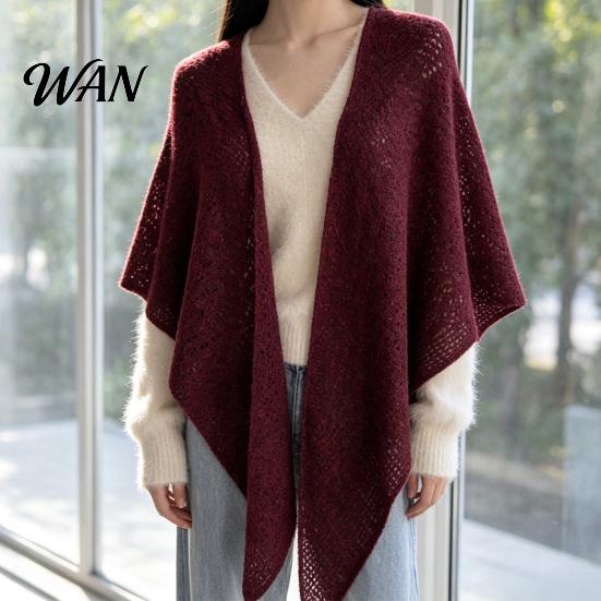 Travel Photography Shawl Women Knitted Triangle Shawl, Soft Wool Blend Pashmina Wrap, Lightweight Hollow Texture Scarf for Spring Autumn Layering And