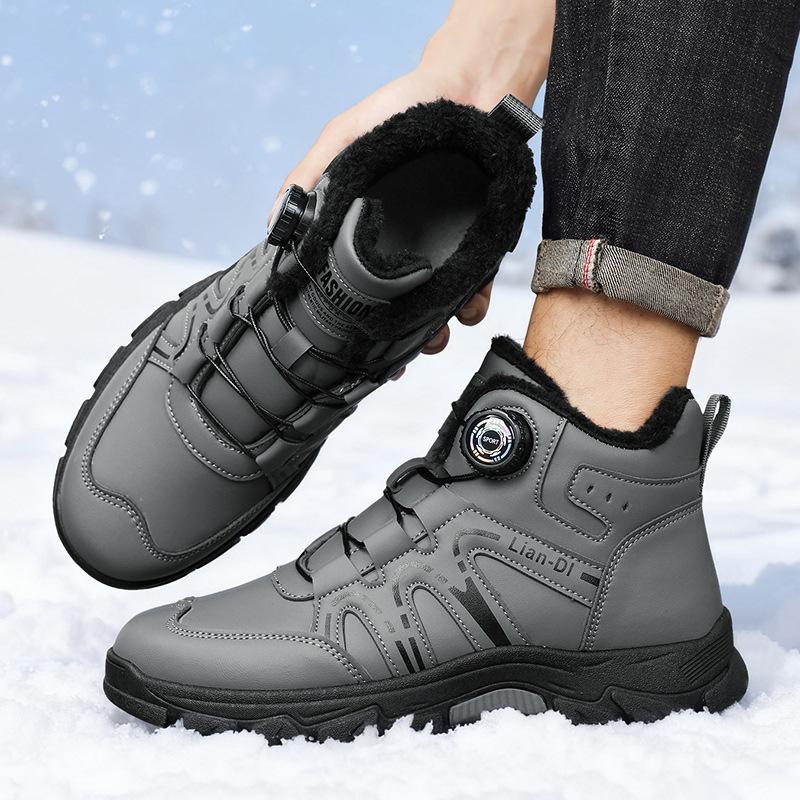 Winter Plush and Thickened High Top Men's Cotton Shoes Versatile Warm Men's Snow Boots