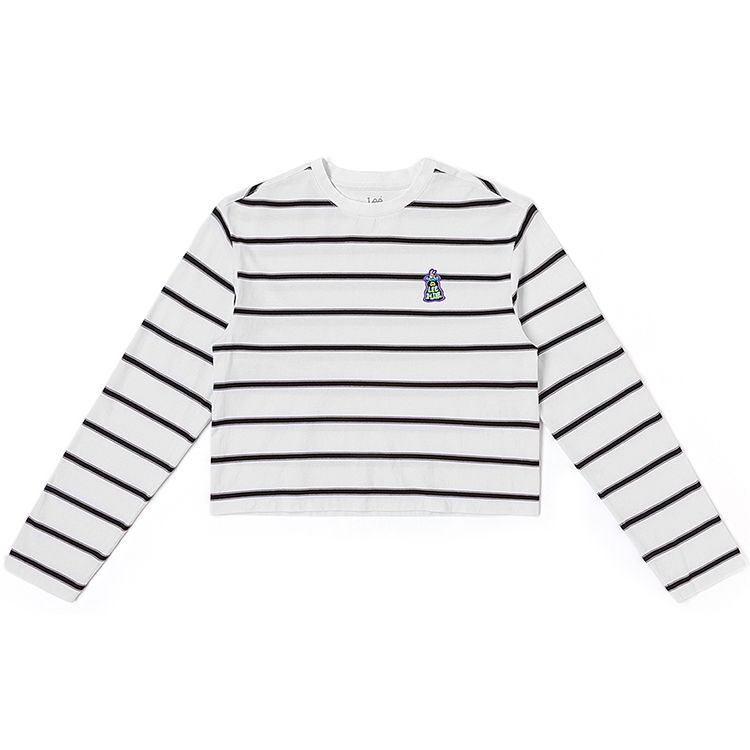 Xline Series Comfortable Striped Long Sleeve T-Shirt Women tops White LWT007332204197K14000