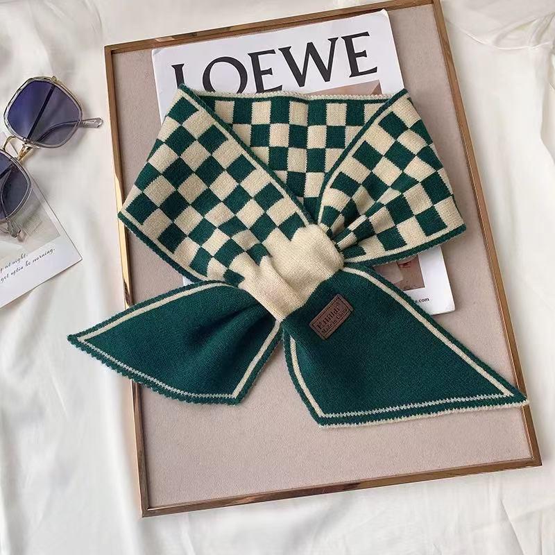 Women's Houndstooth Double-Sided Scarf Set - Thickened, Versatile, Autumn/Winter Neck Warmer