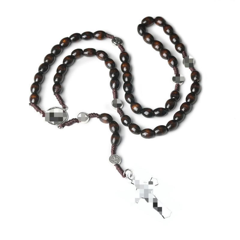 European & American Zinc Alloy Cross Rosary Necklace
