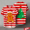 Red Stripes Cartoon Christmas Tshirt Men Women 3d Printing Merry Christmas Tee Shirts Tops 2026 New Year Short Sleeve T-shirt