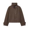 Womens Casual Stand Collar Long Sleeve Solid Color Commute Jacket Outerwear