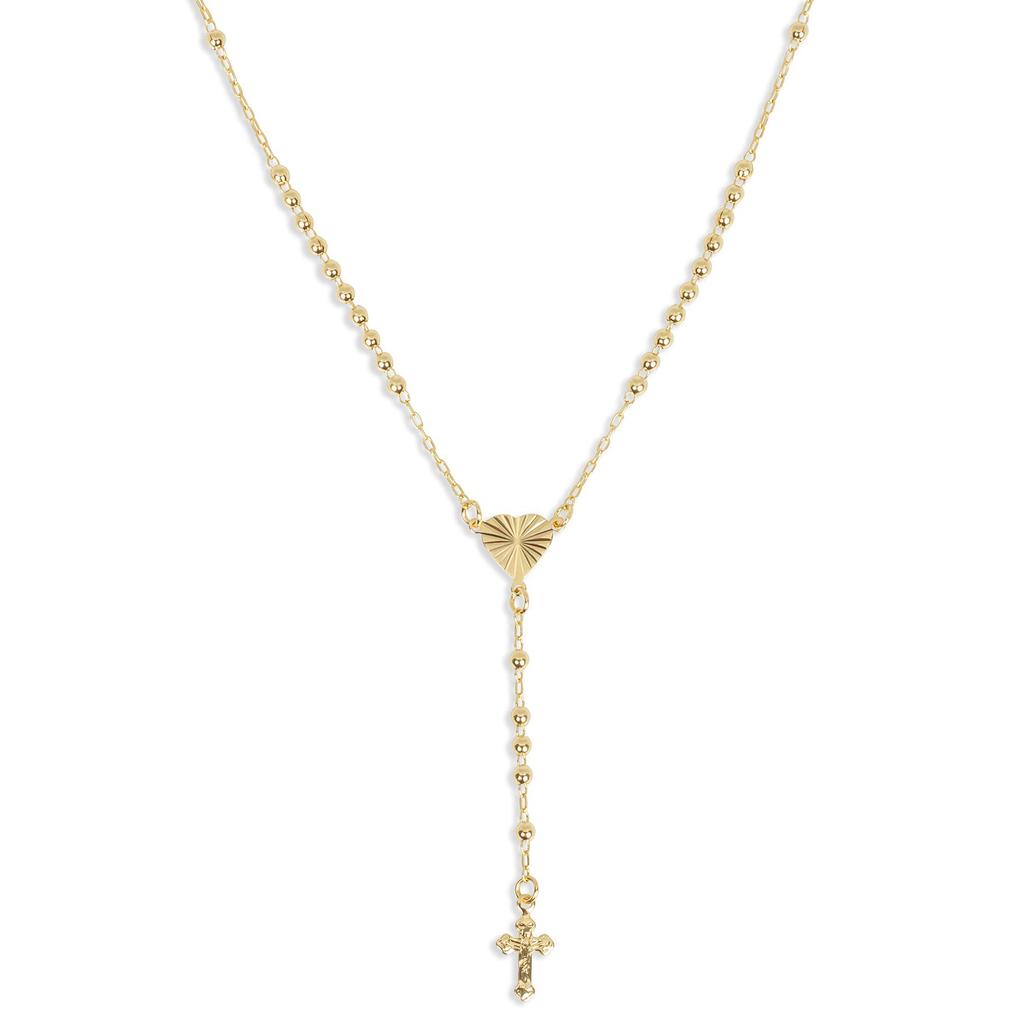 Pendentif Croix Plaqué Or 18K Imperméable Bijoux Collier Chapelet en Acier Inoxydable pour Femmes