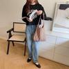 Large Capacity Stripe Canvas Bag Print Cloth Shoulder Bag Simple Tote Bag  Travel