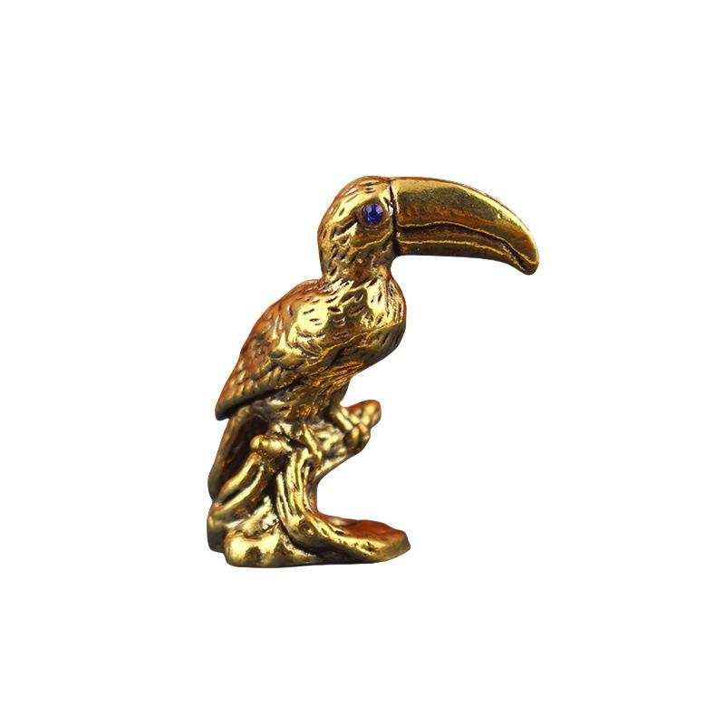 Cross-Border Retro Distressed Kyorochan Solid Brass Parrot Decoration Study Office Desktop Tea Ornaments Small Bronze Wholesale