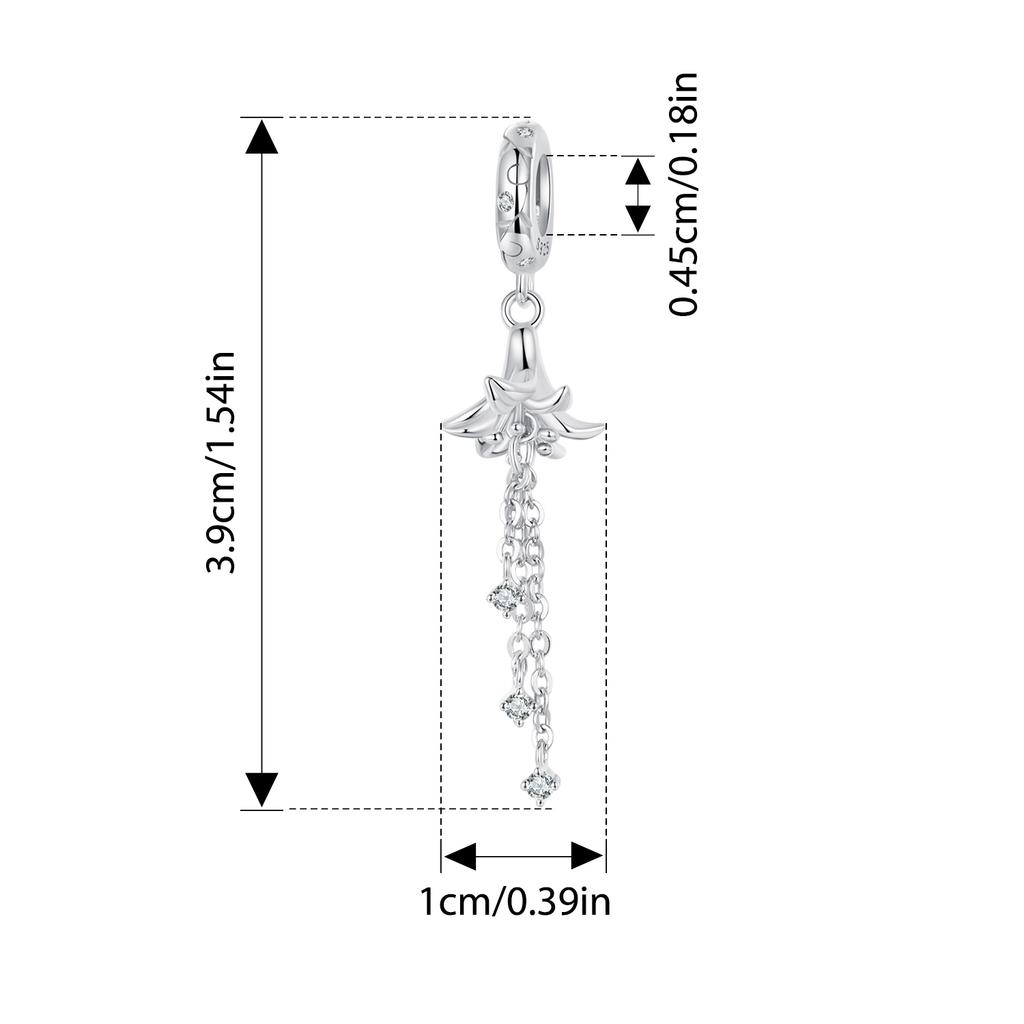 BAMOER 925 Silver Lotus Tassel Silicone Beads Pink Link Chain Charm for Women Bracelet DIY Jewelry Accessories