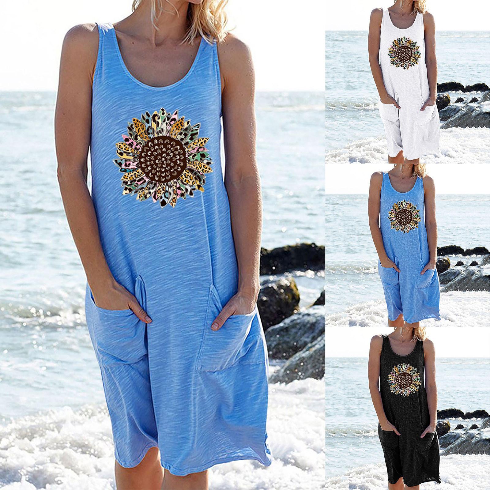 

Женское повседневное платье с карманами и короткими рукавами, свободное вечернее платье